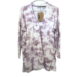 Chance or Fate White Purple Pullover Sweater Tunic Bleach Dye Tie Dye XS Womens